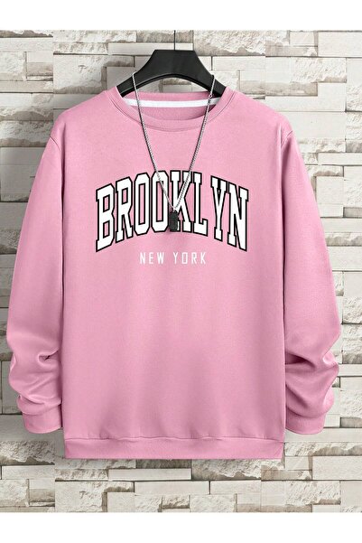 Mythologie Brooklyn New York Thick Winter Sweatshirt - Pink Printed Oversize ...