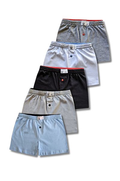GizaKids Set de 5 lenjerie de corp boxer pentru băieți 100% bumbac