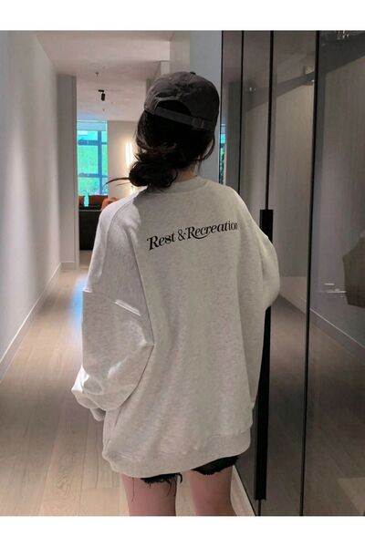 Mythologie Rest Recreation Thick Winter Sweatshirt - Gray Printed Oversized C...