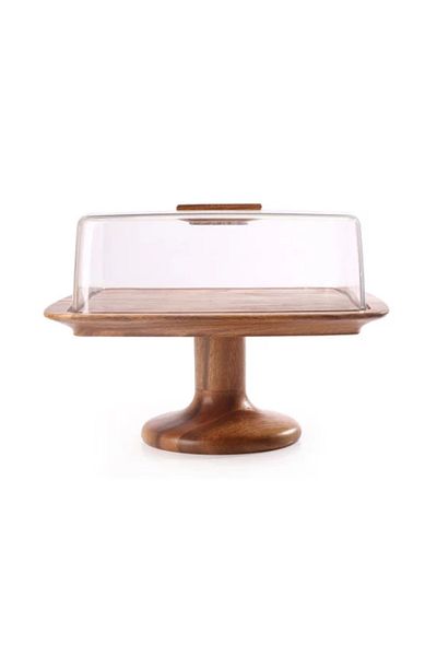 Billi Square wooden cake plate with stand