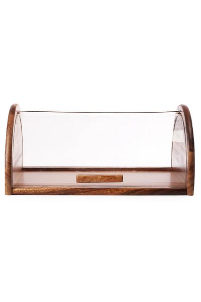 Billi Bread box with plastic lid and wooden sides