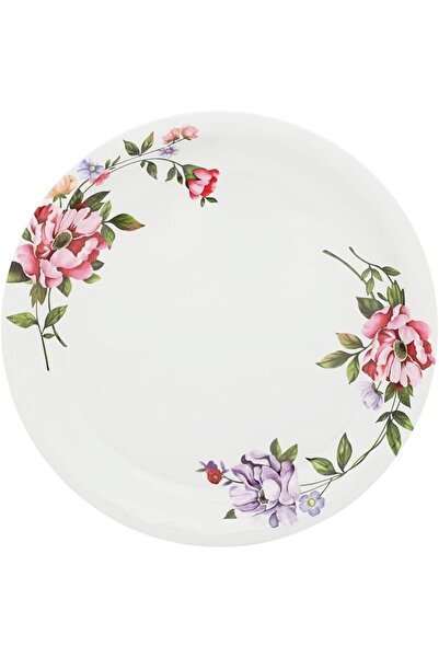 Abir صينية تقديم بيضاوية من الميلامين مقاس 47 سم / 18 بوصة بتصميم زهور بيضاء ...