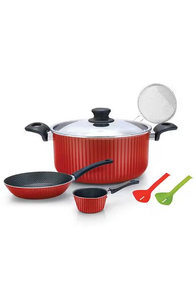 Trust Pro Aluminum Non Stick Cookware Set of 7 Pcs Red T1036