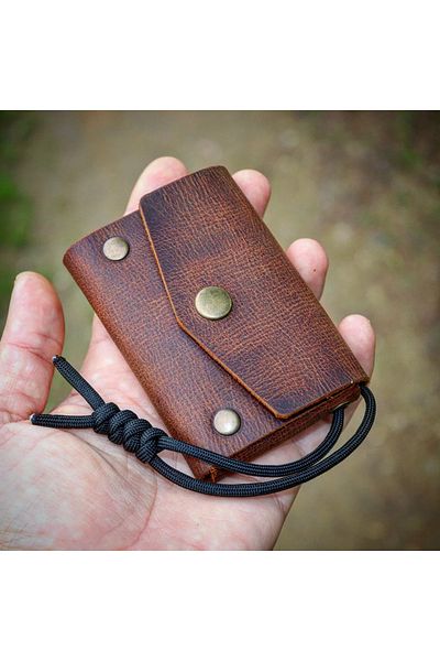 Derici Amca Mini Paracord Wallet, Genuine Calf Leather, Hand-Made