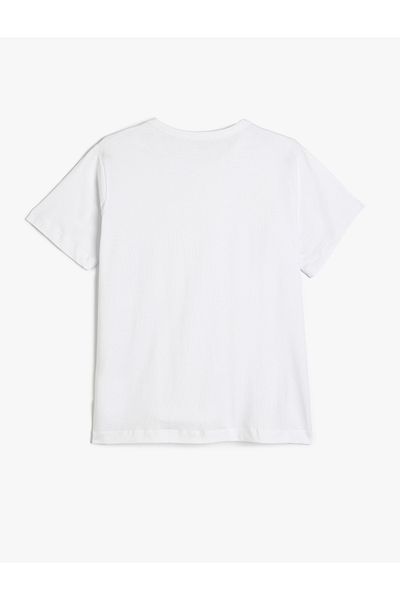 Koton Tricou de bază din bumbac cu mânecă scurtă, cu decolteu, sezon nou
