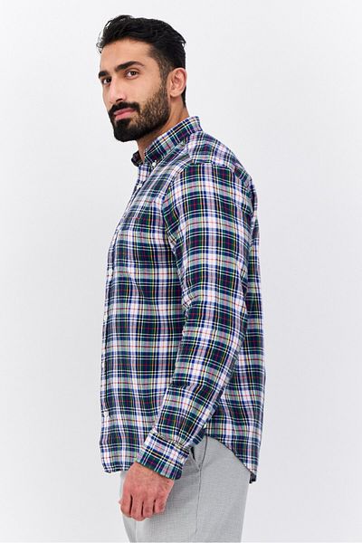 Gant Men Regular Fit Checkered Long Sleeves Casual Shirt, Navy Combo