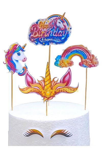 telaşe memuru Unicorn Cake Topper - Unicorn Birthday Concept - Thick Paper Toothpick Cake Topper