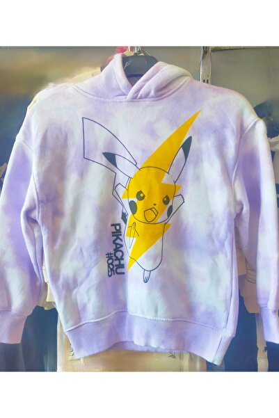 Süperal Kapüşonlu Çocuk Sweatshirt Batik Pikachu Sivit Pikaçu