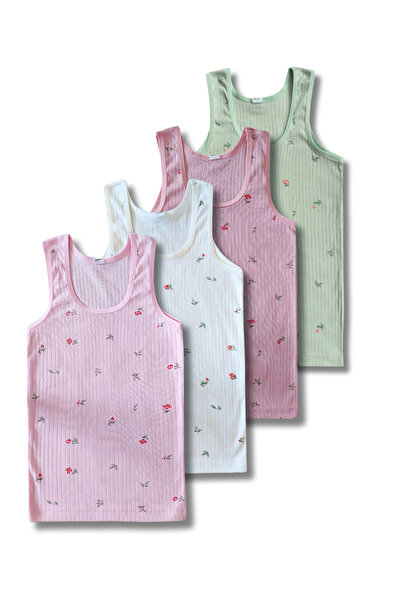 GizaKids 100% Cotton Girl's Undershirt Underwear Set of 4