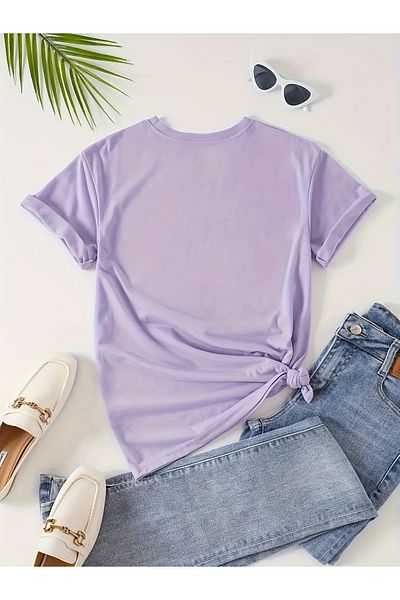 Let's Wear Тениска с кръгло деколте с розов текст Kuromi за момичета