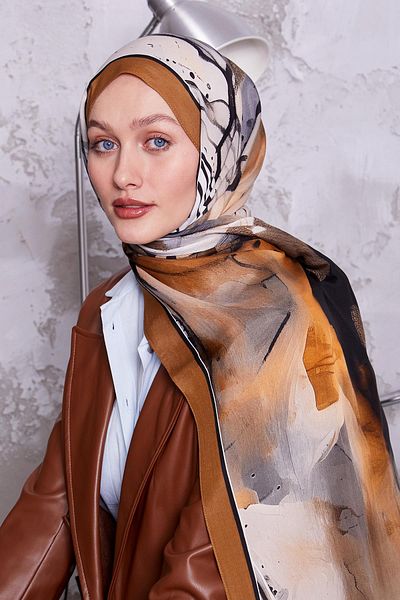 Levidor Royal Shawl με μοτίβο καφέ γάλακτος