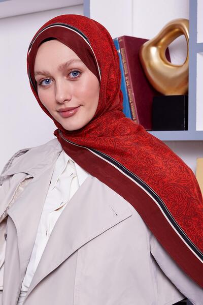 Levidor Kırmızı Çini Desen Royal Şal