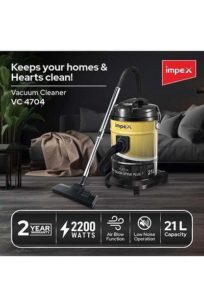İMPEX Impex Vacuum Cleaner High Power 2200W 21L Strong Metal Body Dust Full Indication VC4704