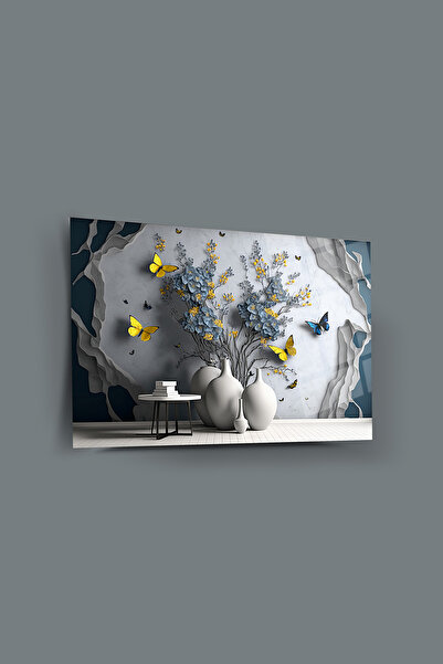 glassartdesign Flori și Fluturi Pictură pe sticlă irezistibilă Pictură modern...