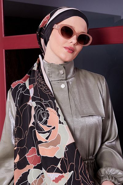 Levidor Black Flower Pattern Royal Shawl