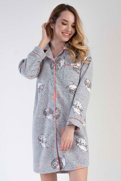 VİENETTA Women's Fleece All Button Long Sleeve Shirt, 303045