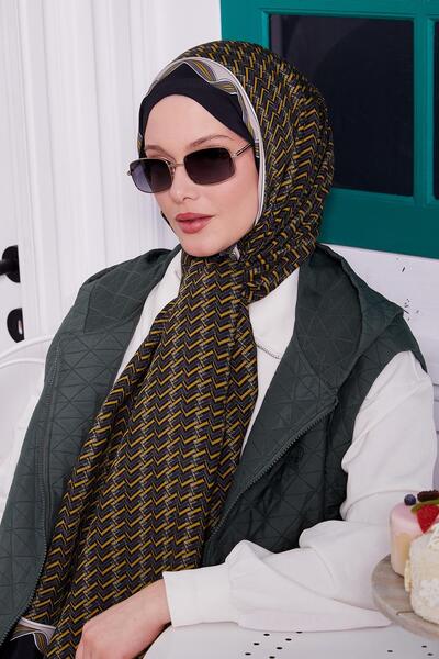 Levidor Royal Shawl με μοτίβο λαδιού πράσινου λαβύρινθου