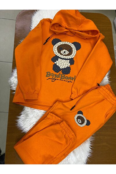 skycott 3 Ip Kışlık Kadın Eşofman Ayı Baskılı Pijama Oversize Kapüşonlu Üst V...