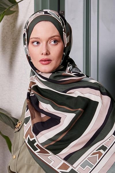Levidor Χακί Γεωμετρικό Σχέδιο Royal Shawl
