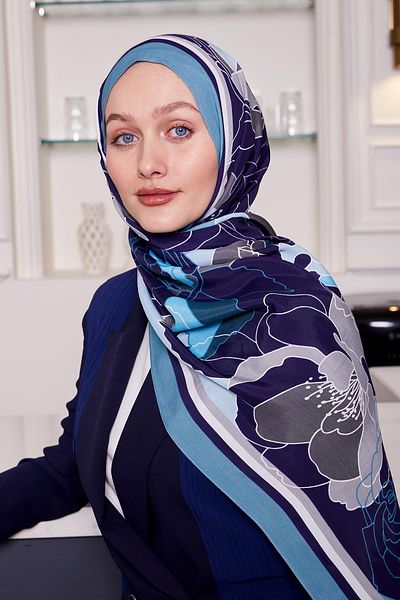 Levidor Turquoise Flower Pattern Royal Shawl