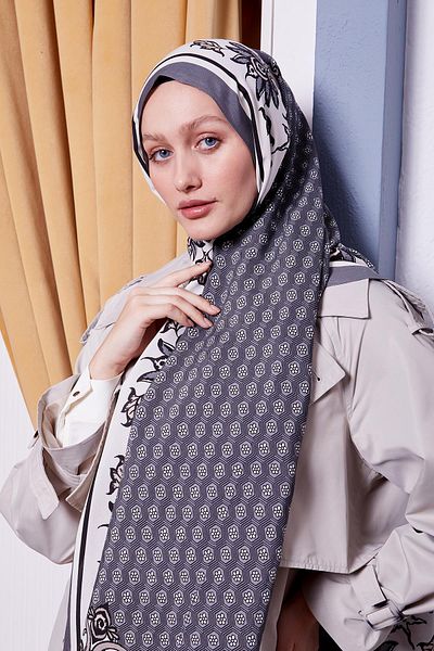 Levidor شال ملكي بنمط ديزي رمادي