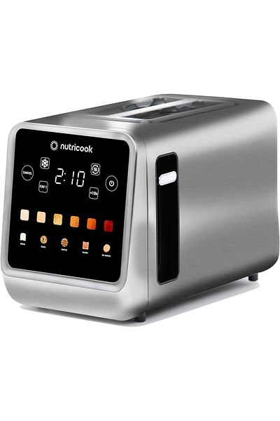 Nutricook Toasti Digital Toaster - 2-Slice with Intuitive Touch-screen Display, 6 Shade Settings, Silver, 850W