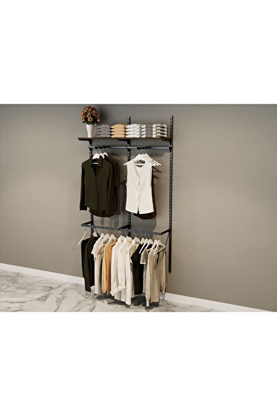 AYYILDIZ RAF İkili Dekoratif Giyinme Odası Raf Sistemi & Askılı Ev Tipi Raf S...