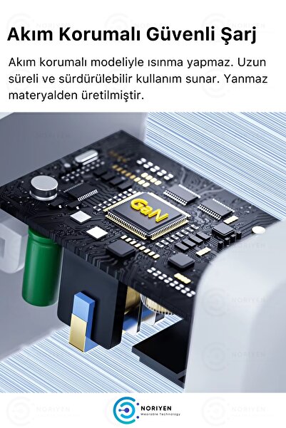 Noriyen Yeni Nesil 45W Ultra Hızlı Şarj Seti Adaptör + Type C Kablosu iPhone Samsung Realme Oppo Vb. Uyumlu