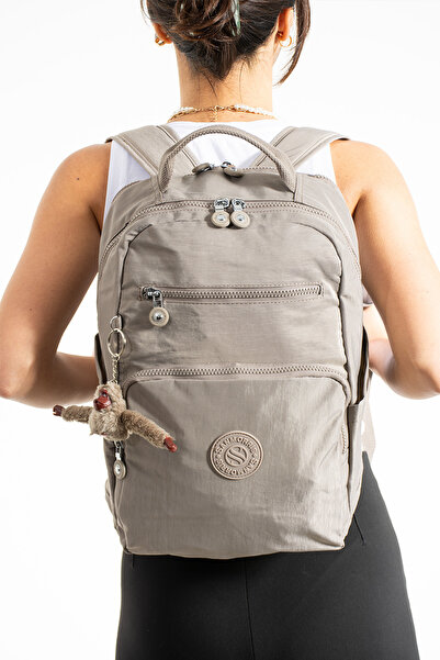 Çanta Trend Sanmorris Unisex Mink Αδιάβροχο τσαλακωμένο ύφασμα πολλαπλών διαμερισμάτων μεσαίου μεγέθους Laptop School και σακίδιο πλάτης