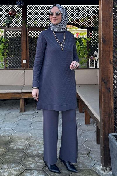Rabia Şamlı Σετ Damla Knitwear-Tunic Anthracite
