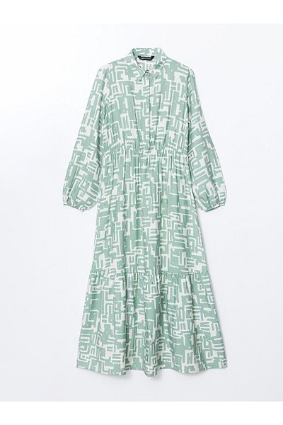 LC Waikiki Shirt Collar Patterned Women's Dress
