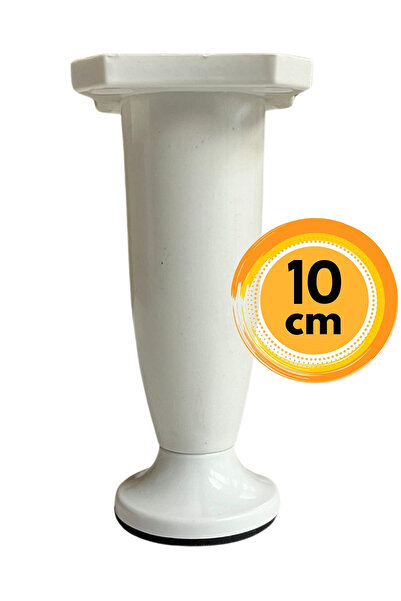 AKTHOME Ayarlanabilir Dolap Mobilya Koltuk Kanepe Ayağı 10 Cm Plastik Beyaz Ayak