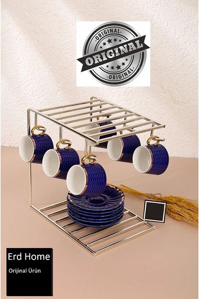ERD & EMA HOME Silver Coffee Cup Mug Stand Stainless Plated Kitchen Organizer 6 Seater Super Quality