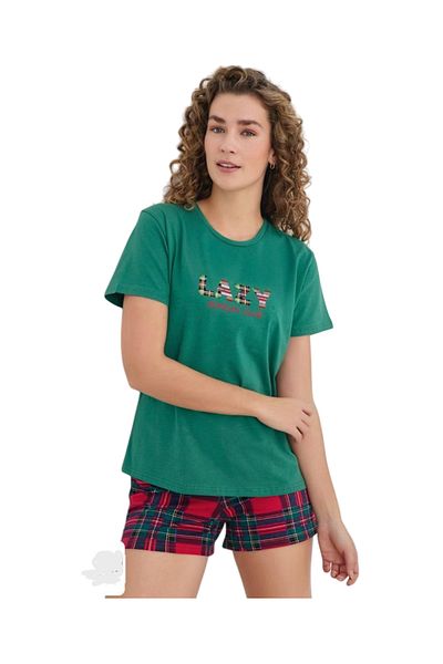 shefox Set pantaloni scurți din bumbac pieptănat compact cu mânecă scurtă Mihra pentru femei