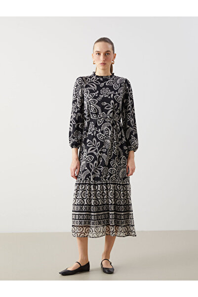 LC Waikiki Özmarka New Season Stand Collar Patterned Dress