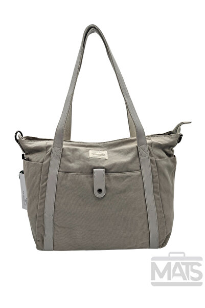 21K SMART BAGS Smart Bags Keten Kanvas Kumaş Gri Omuz Çantası