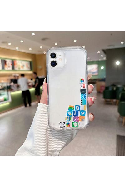 Merwish غطاء حماية من السيليكون متوافق مع هاتف Apple iPhone 11 مع أيقونة وسائل التواصل الاجتماعي
