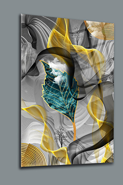 glassartdesign Pictură abstractă pe sticlă cu flori Pictură modernă Pictură de birou Pictură de perete Pictură de salon Pictură artistică