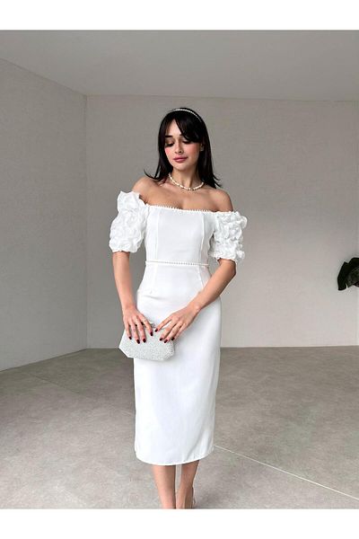 Mooi Butik Anjelica Midi Dress 1119 - White