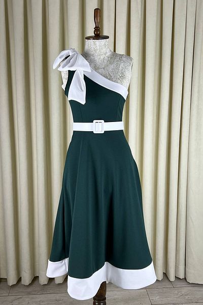 ALFUDO Moda Collection Γυναικείο βραδινό φόρεμα με φιόγκο μίντι με λεπτομέρεια