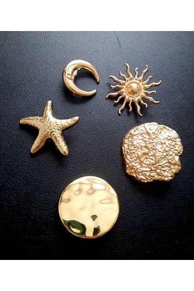 İMREN AKSESUAR Planets Large Size Gold Color Button, (Coat, Jacket, Vest, Dress 5-Piece Set Button)