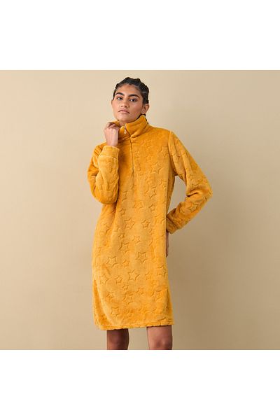 FAV Textured Long Sleeves Sleepshirt with Half Zip Closure