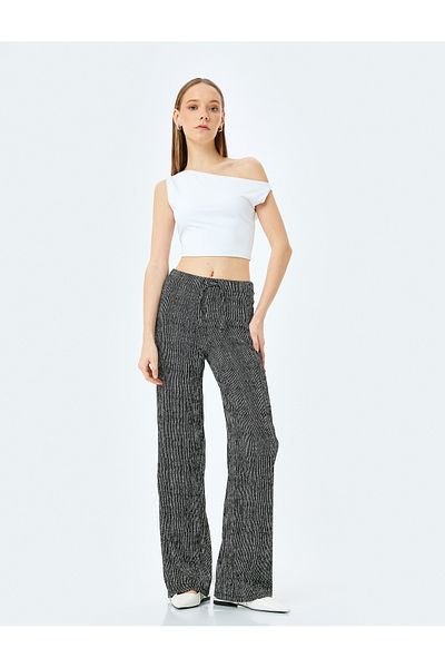 Koton New Season Waist Lace-Up Wide Leg Trousers Bürümcük