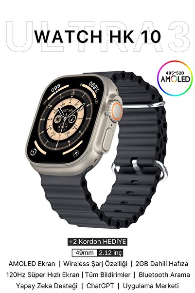 Fırsat7 Watch HK 10 Ultra 3 Amoled Akıllı Saat Iphone Ve Android Tüm Telefonl...
