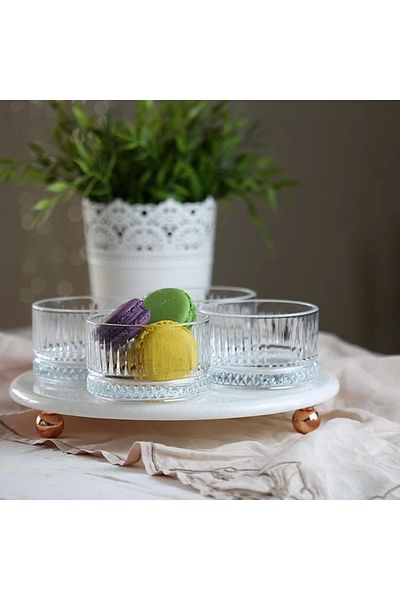 Akayev Marble White 25 cm Rose Gold Bead Foot Elysia 4-Piece Jam Holder
