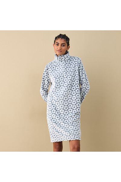 FAV Textured Long Sleeves Sleepshirt with Half Zip Closure