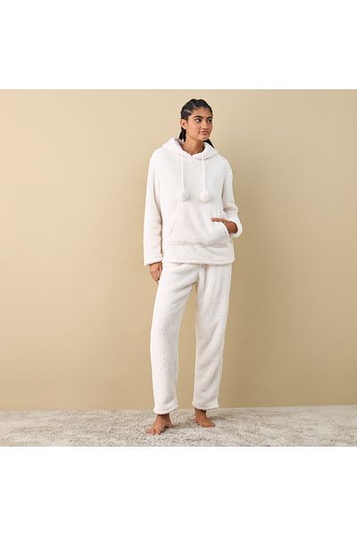 FAV Textured Long Sleeves Hoodie and Pyjama Set