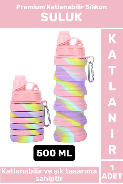 Wintoup Premium Portable Bpa Free Stylish Camping Sports Travel Silicone Foldable Water Bottle 500 ml