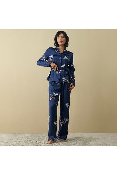 FAV All-Over Floral Print Shirt with Belt Tie-Up and Pyjama Set