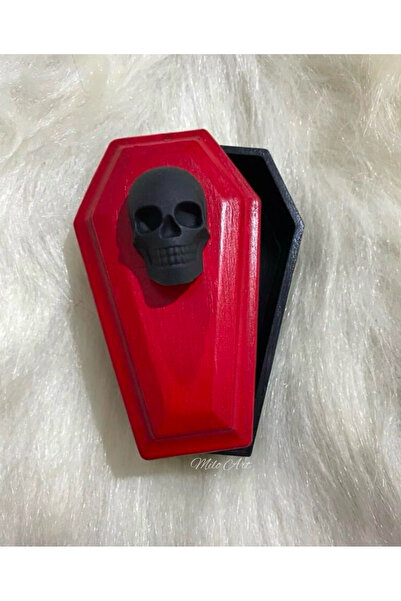 Milo Art Kurukafa Figürlü Kutu Coffin Kutu Takı Kutusu Tabut Kutu Cilalı Küçü...
